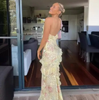 Backless Flounce Spaghetti Strap Dress