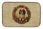 English Toy Spaniel Christmas Flowers Dish Drying Mat
