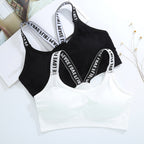 Seamless Letter Print Bralette with Removable Pads