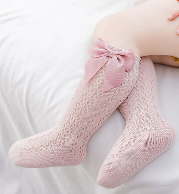 High Knit Socks with Bow for Infants (One Pair)
