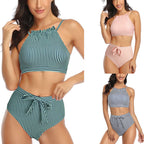 New European and American Striped Bikini Swimwear