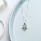 Silver Necklace with Single Christmas Tree
