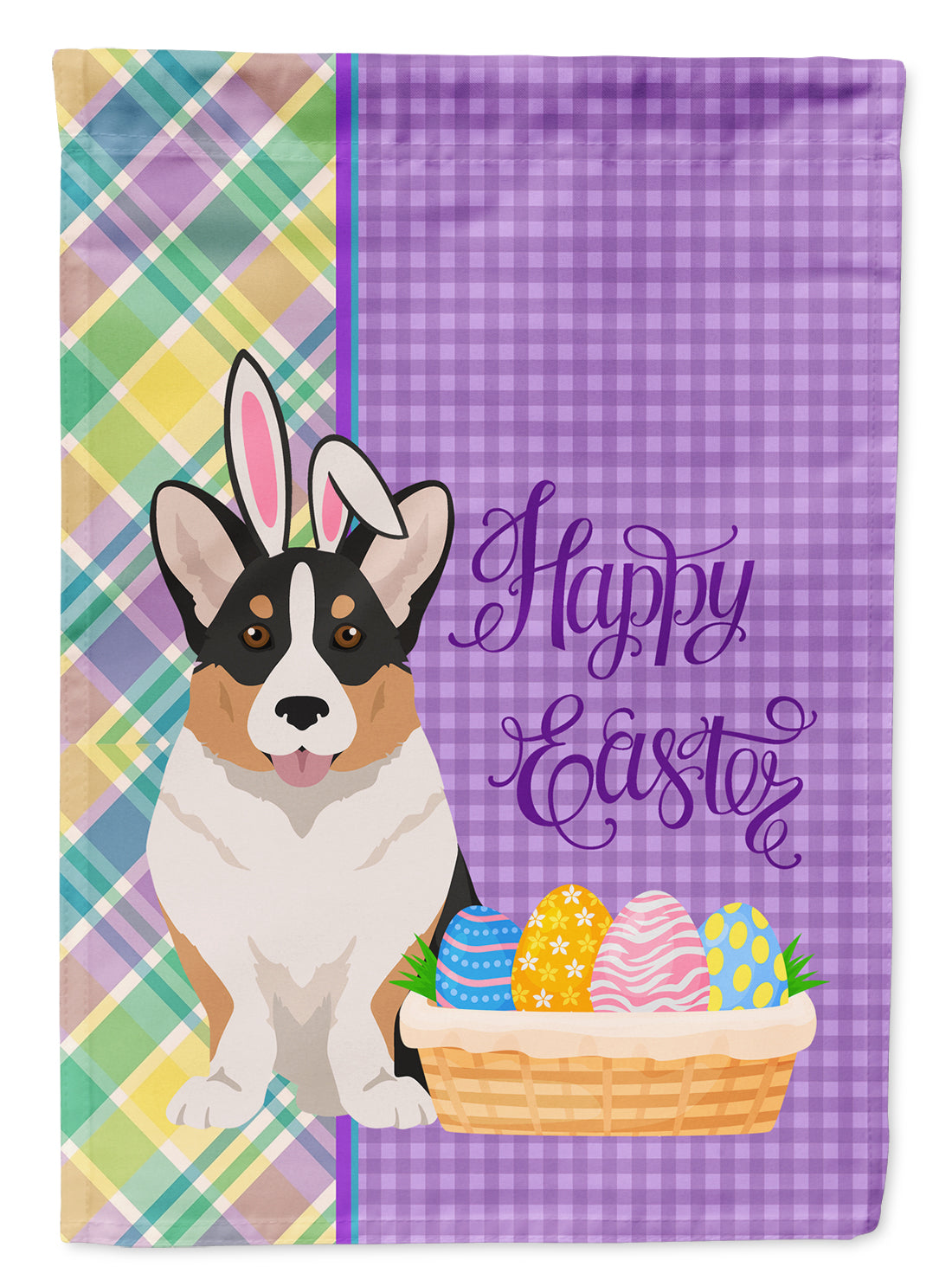 Tricolor Cardigan Corgi Easter Garden Flag
