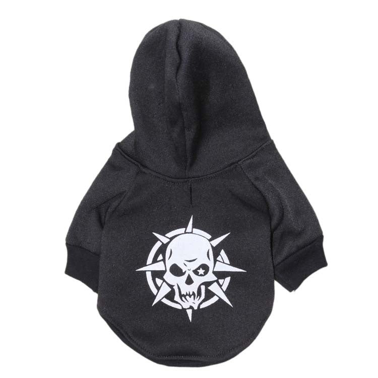 Hooded Fleece Pet T-Shirt with Scary Skull Design | Streetwear