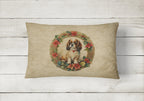 English Toy Spaniel Christmas Flowers Throw Pillow