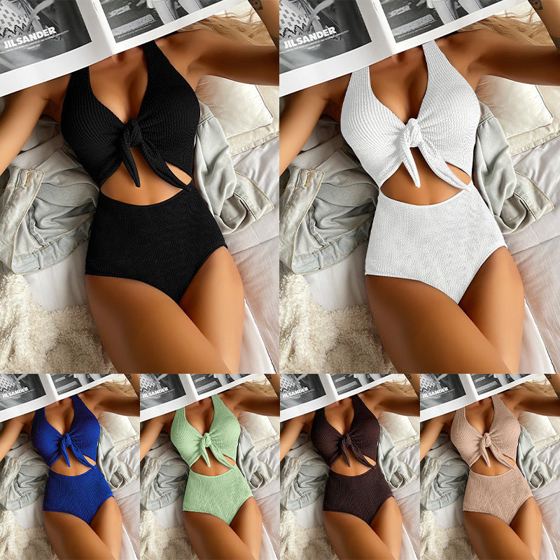 2024 Women's Sexy Halter One-Piece Swimsuit in Multi-Color