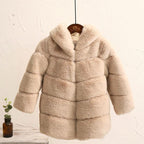 Girls' Padded Otter Rabbit Fur Imitation Coat