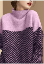 Colorblock Turtleneck Sweater