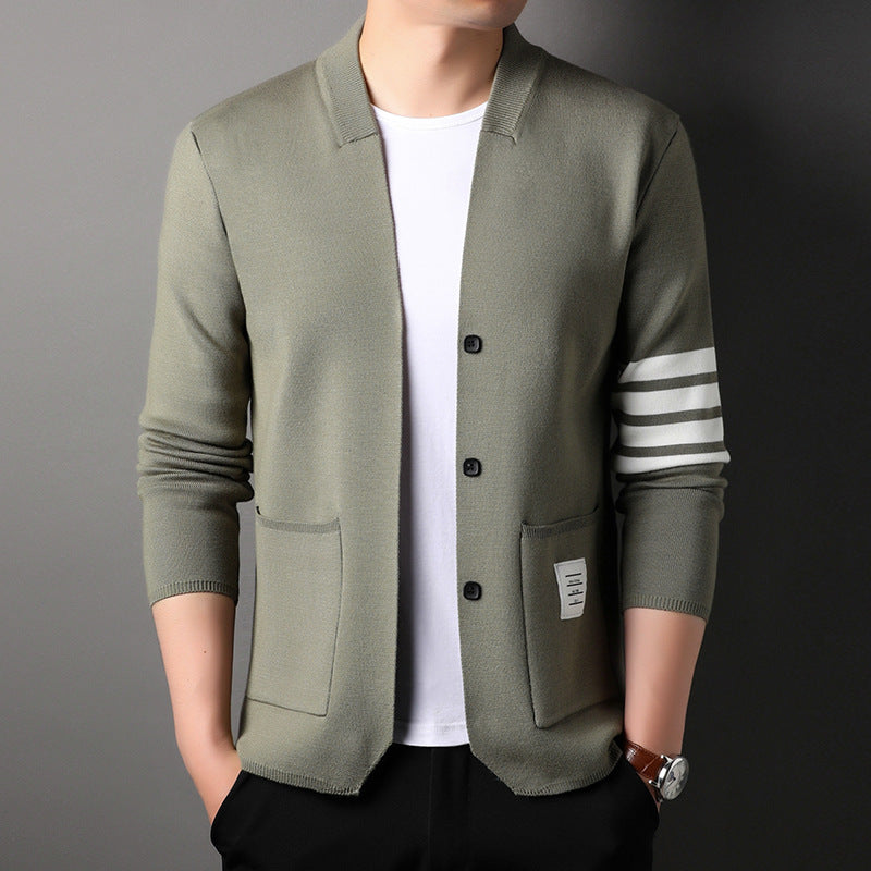 Men's Slim-fit Long Sleeve V-neck Cardigan Coat