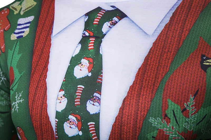 3D Christmas Tree Men's Long Sleeve T-Shirt with Tie | Streetwear
