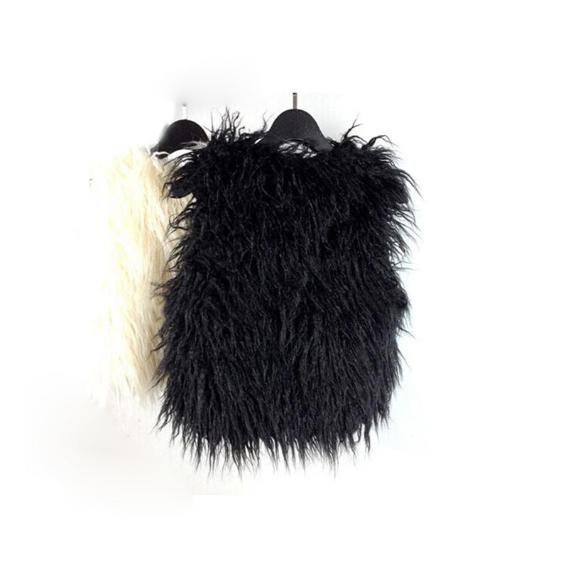 Girls' Imitation Tibet Sheep Fur Sleeveless Coat