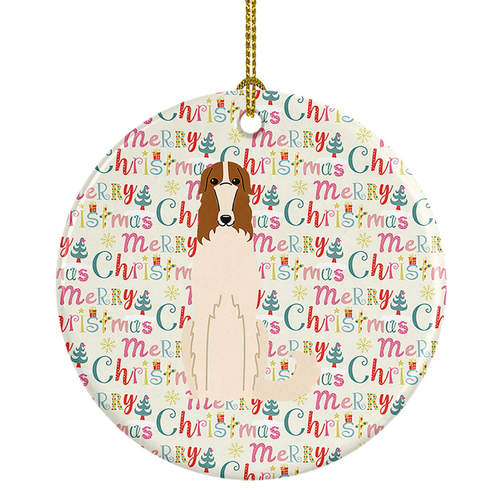 Merry Christmas Borzoi Ceramic Ornament