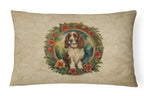 Welsh Springer Spaniel Christmas Flowers Throw Pillow