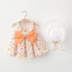 Summer Baby Girl Beach Princess Dress with Bow & Flowers