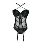 Transparent Lace Bodysuit with Suspender Straps