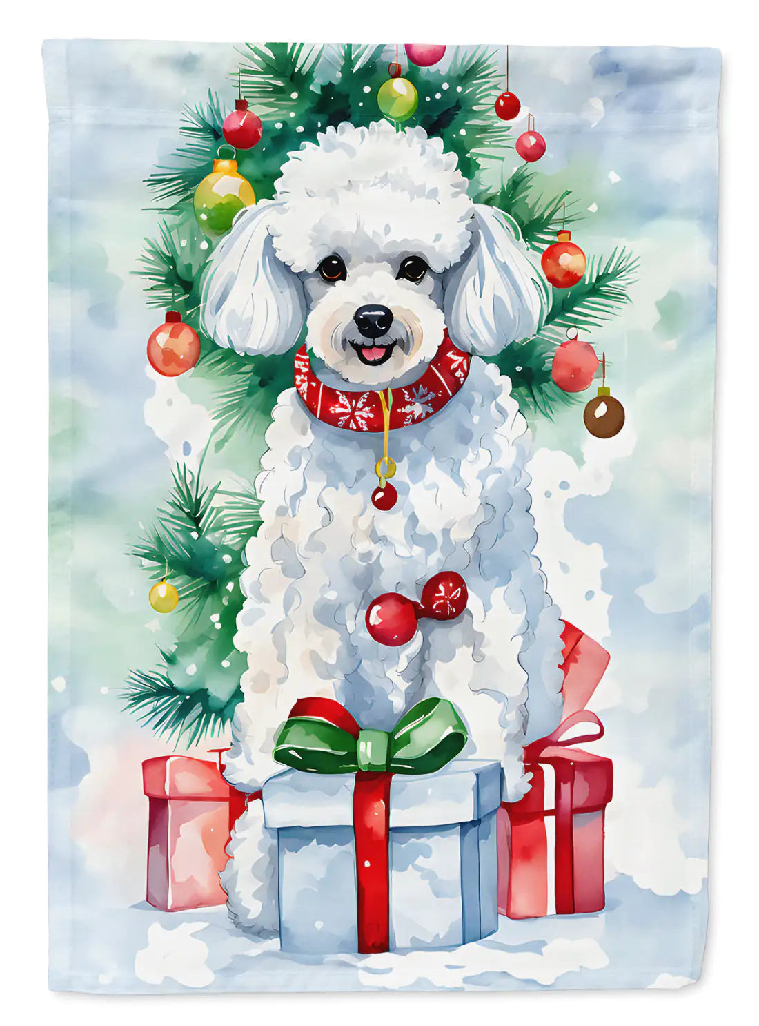 Poodle Christmas Garden Flag