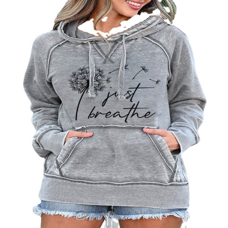 Dandelion Print Hooded Sweatshirt - Just Breathe Design | Streetwear