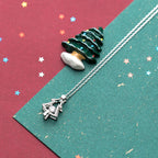 Silver Necklace with Single Christmas Tree