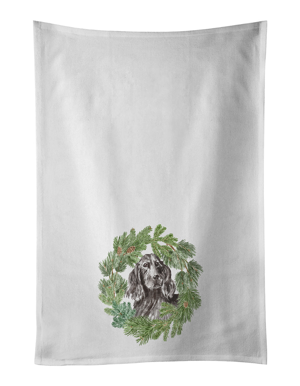 Cocker Spaniel Black Christmas Wreath Kitchen Towel Set of 2