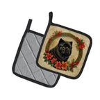 Chow Chow Christmas Flowers Pair of Pot Holders