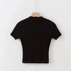 Women's Knitted Polo Collar Short Sleeve Tank Top