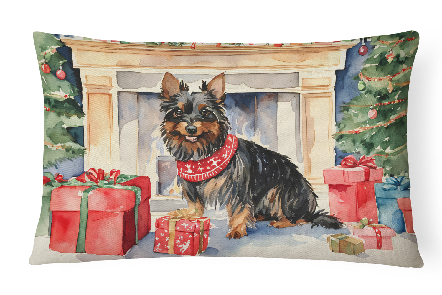Australian Terrier Christmas Throw Pillow