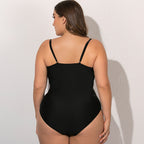 Plus Size Lace Trim One-Piece Swimsuit