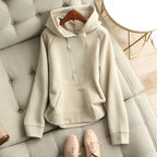 Loose Hooded Drawstring Sweater for Women