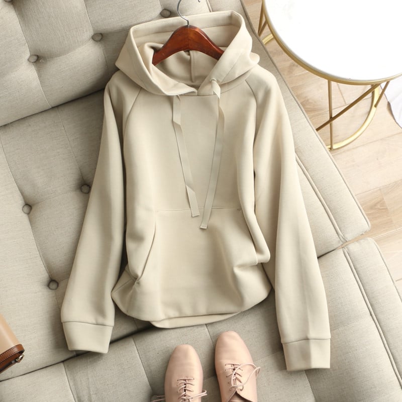 Loose Hooded Drawstring Sweater for Women