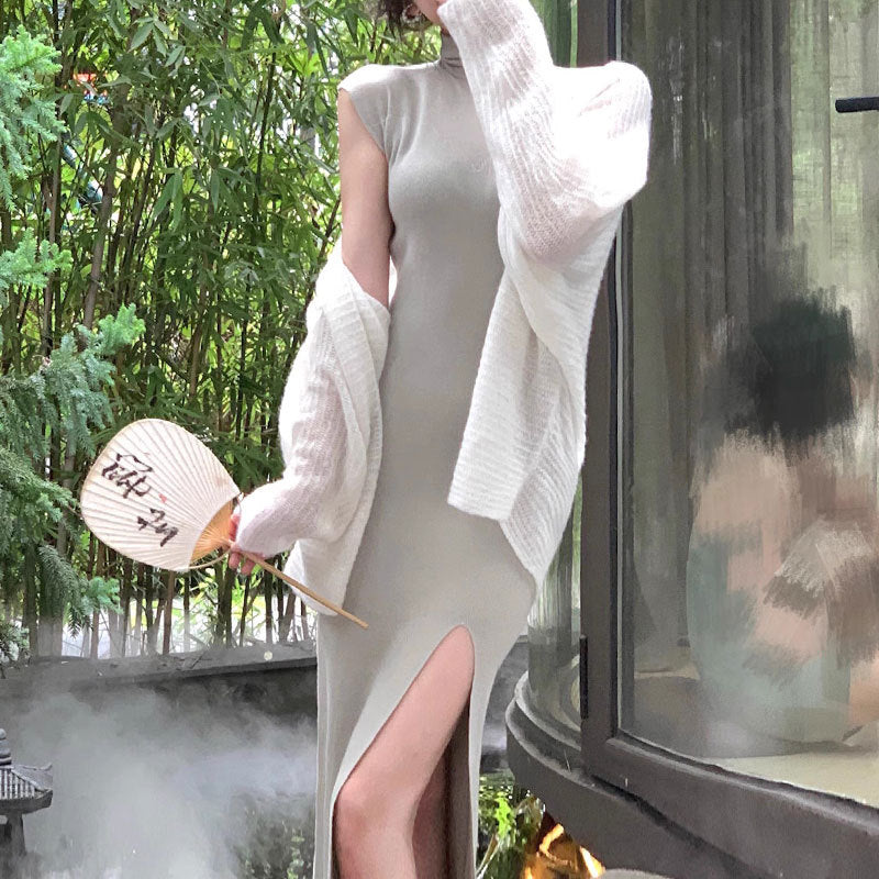 Women's Fashion Wool Turtleneck Dress