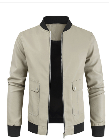 Men's PU Leather Jacket - Spring 2024 Casual Style (One Piece)