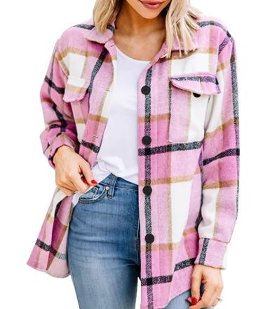Casual Checkered Flannel Button-Down Jacket