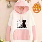 Velvet Hooded Sweatshirt for Girls with Color Match | Streetwear