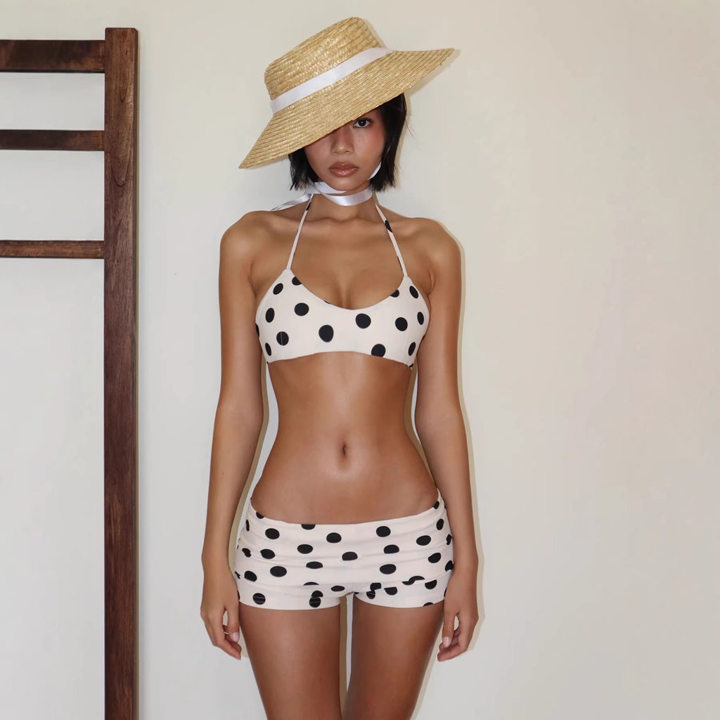 Polka Dot Halter Bikini Set