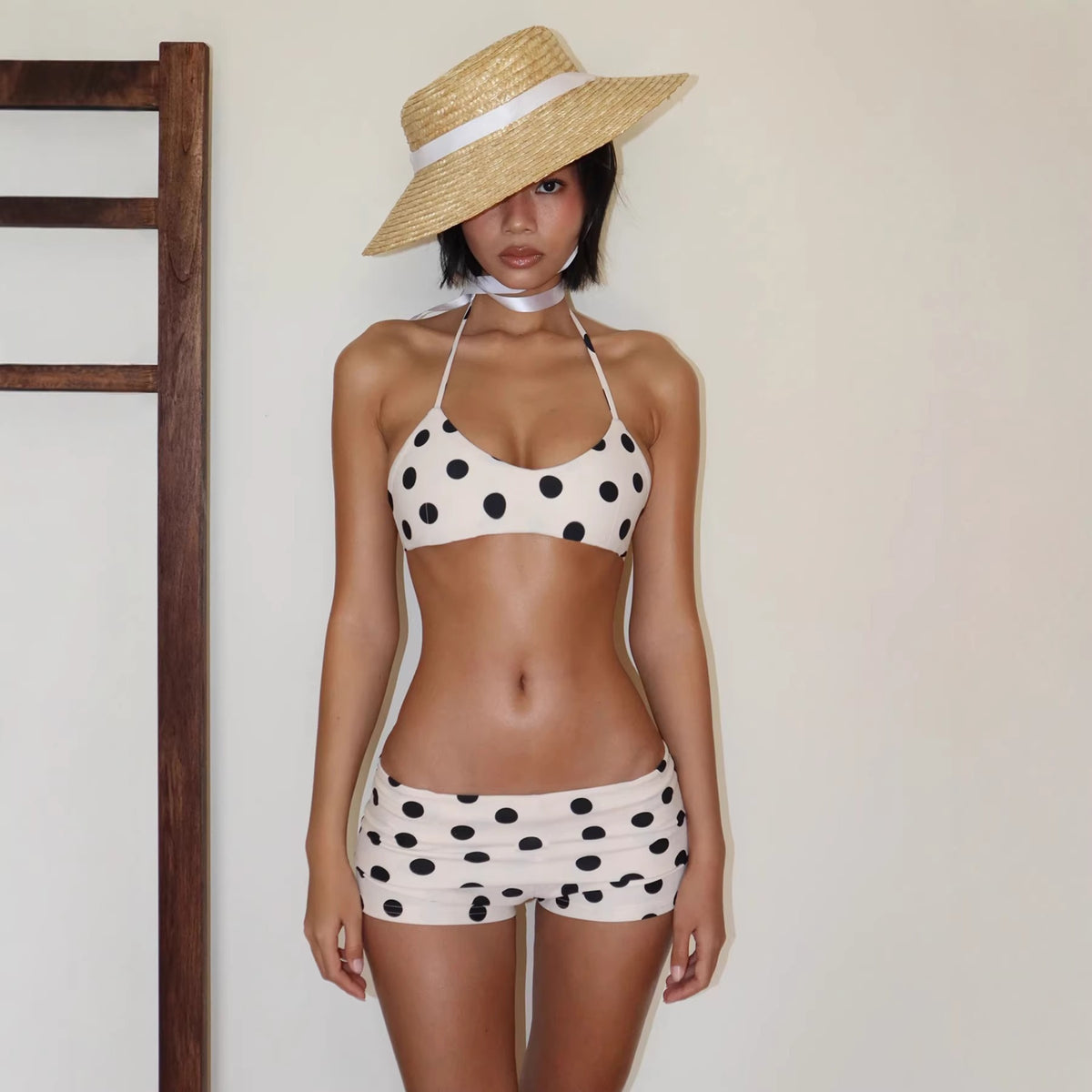 Polka Dot Halter Bikini Set
