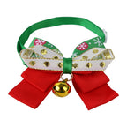 Christmas Dog Collar with Bow and Bell Decoration