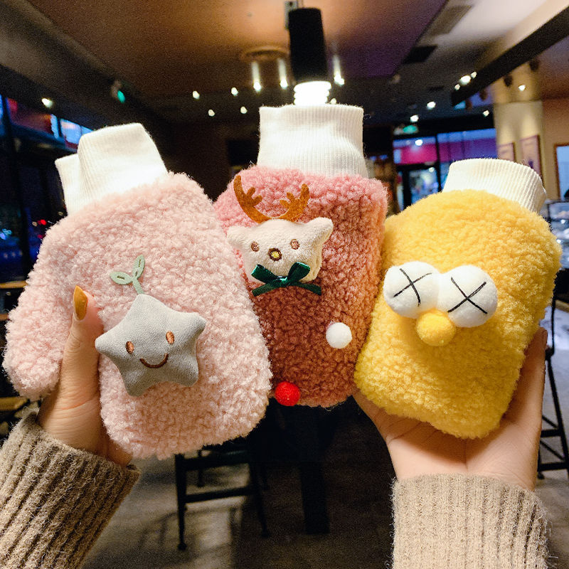 Cute Warm Velvet Cold-Proof Gloves with Rope