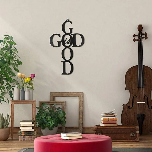 Cross God Is Good Metal Wall Art - Christian Decor