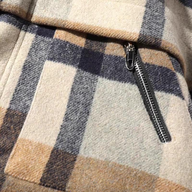 Men's Thick Woolen Plaid Coat - Retro Oversized Jacket