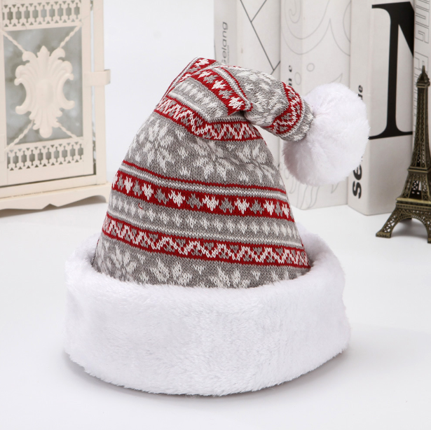Snowflake Deer Knitted Wool Christmas Hat | Embroidered Cap