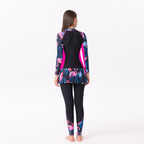 One-Piece Long Sleeve Swimsuit with Skirt