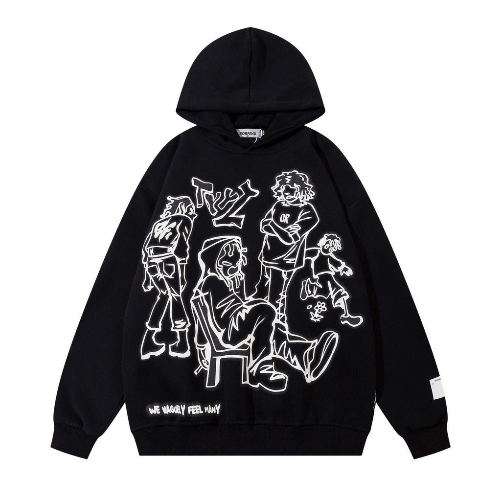 Casual Cartoon Printed Pullover Sports Hoodie (Single Item) | Streetwear