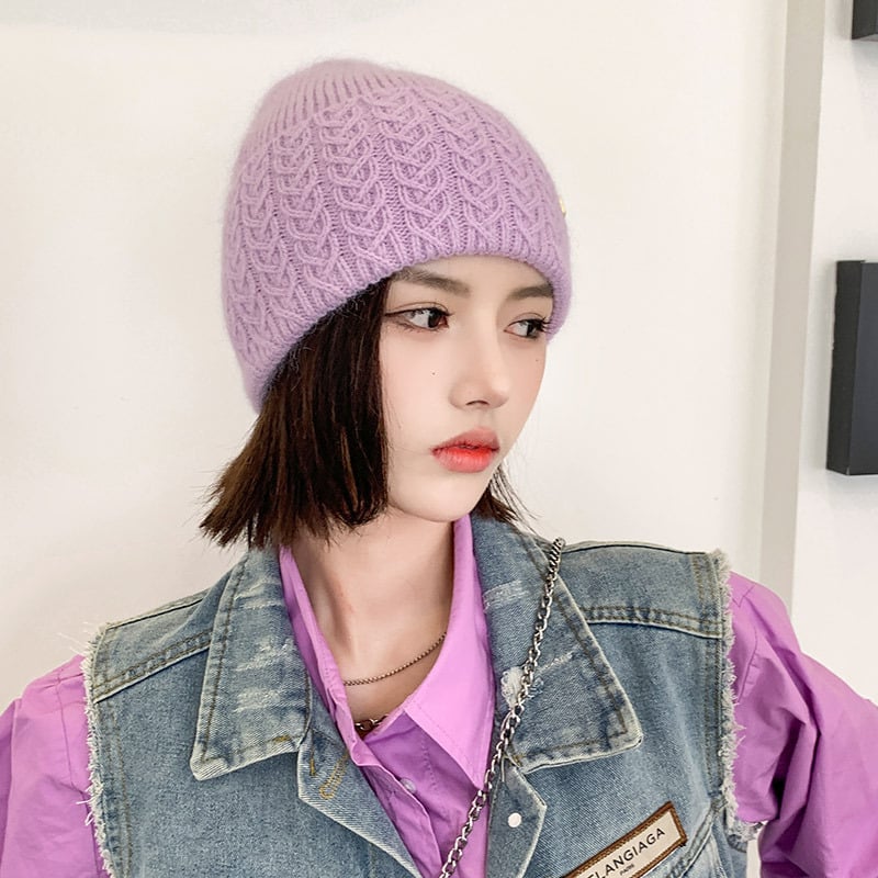 Women's Warm Knitted Wool Hat for Autumn and Winter | Embroidered Cap