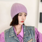 Women's Warm Knitted Wool Hat for Autumn and Winter | Embroidered Cap
