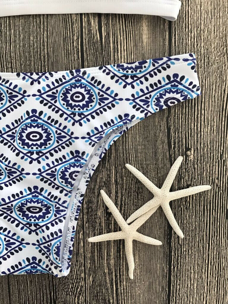 Thick Women's Bikini Set with Printed Triangle Design