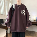 Men's Drop Shoulder Crew Neck Hoodie - Casual Pullover | Streetwear