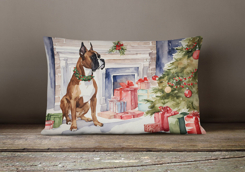 Fawn Boxer Christmas Throw Pillow