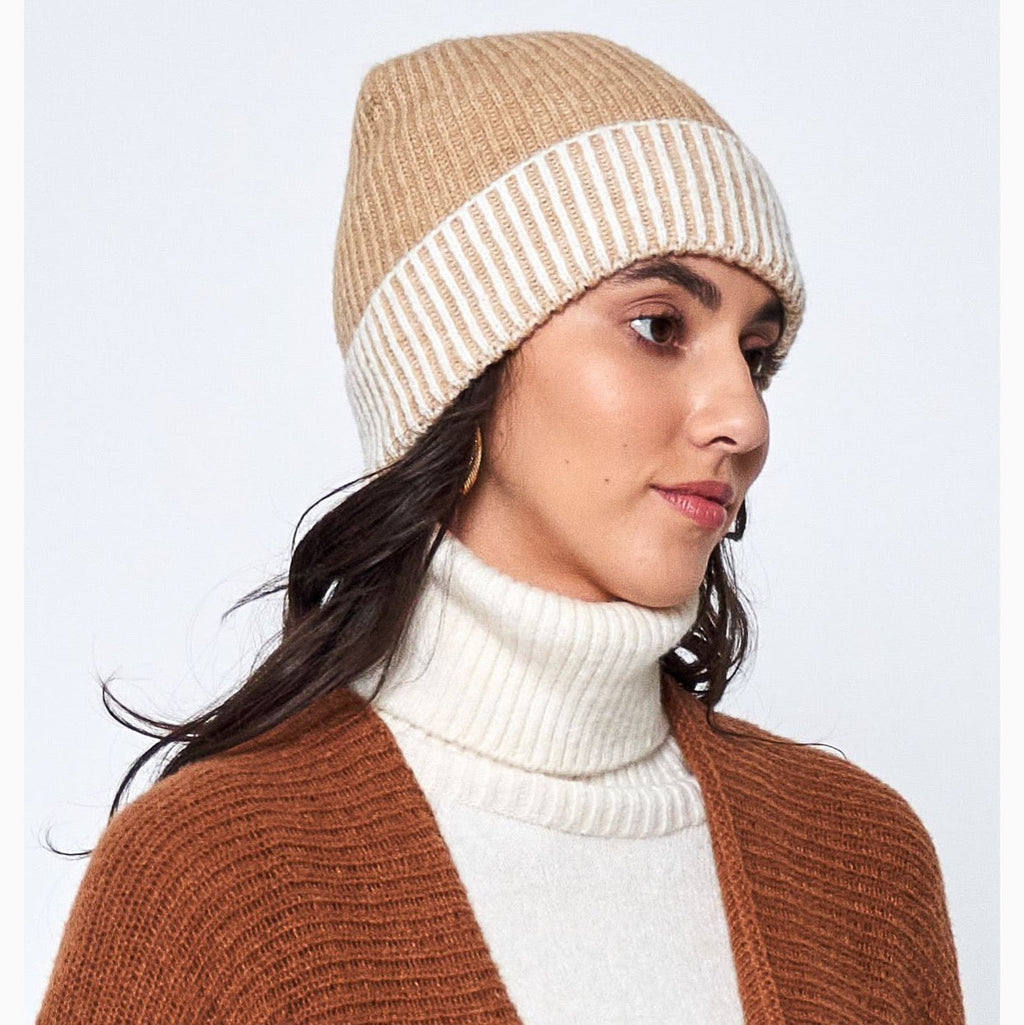 Two Tone Cuff Beanie | Embroidered Cap