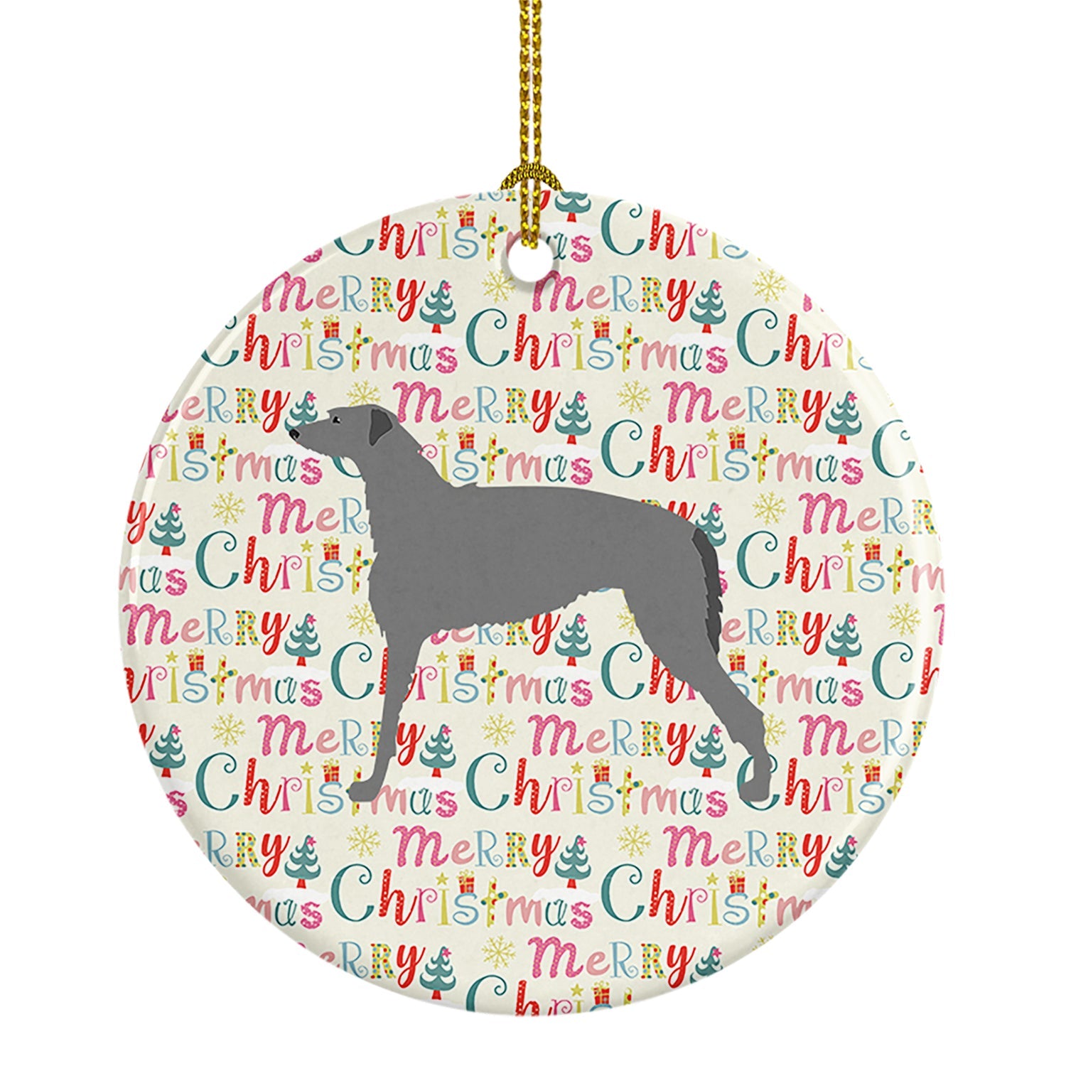 Scottish Deerhound Merry Christmas Ceramic Ornament