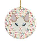 Korean Bobtail Cat Christmas Ceramic Ornament